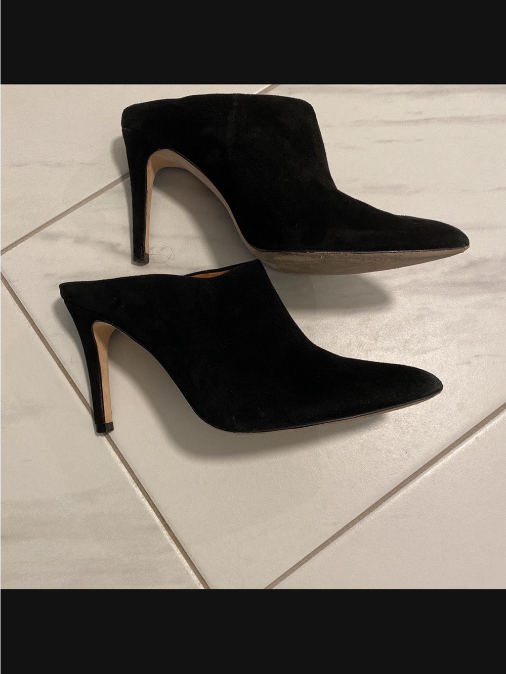 Joie Black Suede Pointed-Toe Mule Booties
